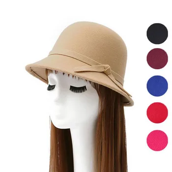 2017 uus 6 värvi naiste müts bowknot villa Fedoras ühise põllumajanduspoliitika Vesikonna dome villase lapiga müts naiste riie Basseini ühise põllumajanduspoliitika tasuta shipping 0