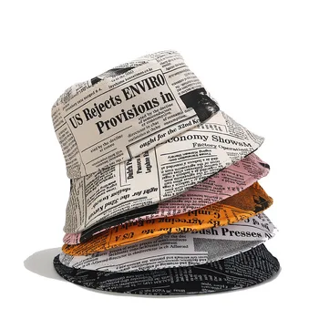 2020 Unisex Suvel Ins Kopp Müts Uus Disain Ajalehes Trükitud Naised Mehed Väljas Päikesekaitsetoodete Puuvill ühise Põllumajanduspoliitika Street Fashion Kalapüük müts