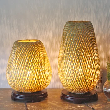 Bambusest tooteid käsitsi kootud tabel lamp magamistuba voodi kõrval laua lamp reguleeritav, Jaapani ja kagu-tööstuse stiilis soe öö, latern