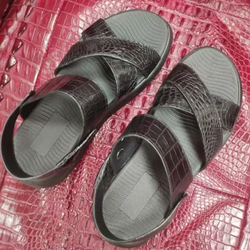 baoduli uued meeste sandaalid uus Ehtne krokodill nahk hingav meeste Vabaaja jalatsid krokodill Meeste kingad pits-up sandaalid 1