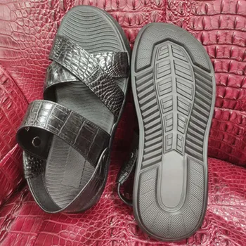 baoduli uued meeste sandaalid uus Ehtne krokodill nahk hingav meeste Vabaaja jalatsid krokodill Meeste kingad pits-up sandaalid 4