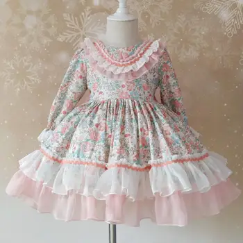 beebi tüdruk auutmn talvel hispaania Riik stiil lille printsess kleit silma õmblemine Lolita vintage pall kleit kleit