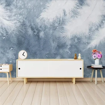 beibehang Kohandatud taustpildi 3d foto murals kaasaegne minimalistlik käsitsi maalitud suled väike värske Põhjamaade TV taust seina-paber