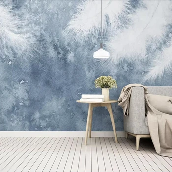 beibehang Kohandatud taustpildi 3d foto murals kaasaegne minimalistlik käsitsi maalitud suled väike värske Põhjamaade TV taust seina-paber 2