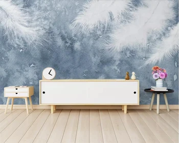 beibehang Kohandatud taustpildi 3d foto murals kaasaegne minimalistlik käsitsi maalitud suled väike värske Põhjamaade TV taust seina-paber 5