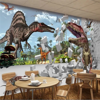 beibehang tapeet seina murals seina kleebised dinosaurus kuningriigi 3D stereo laste tuba taust seina murals de papel parede