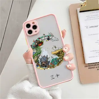 Cartoon Totoro Spirited Away Ghibli Miyazaki Telefoni Juhul matt läbipaistev iphone 14 11 12 13 plus mini x xs xr pro max kate 5