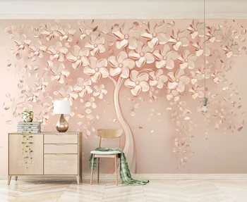 Custom 3D tapeet elegantne luksus õitsemise puu magamistuba, elutoas diivan, TV taust seina seinamaaling