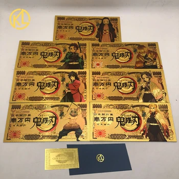 Demon Slayer gold kaardid Kamado Tanjirou Anime 24k kuld plastikust pangatähtede Jaapani manga Agatsuma Zenitsu Nezuko Kaart Kingitus 1