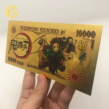 Demon Slayer gold kaardid Kamado Tanjirou Anime 24k kuld plastikust pangatähtede Jaapani manga Agatsuma Zenitsu Nezuko Kaart Kingitus 2