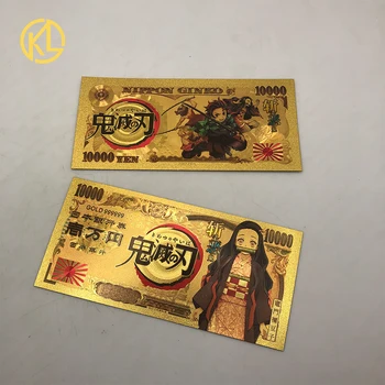 Demon Slayer gold kaardid Kamado Tanjirou Anime 24k kuld plastikust pangatähtede Jaapani manga Agatsuma Zenitsu Nezuko Kaart Kingitus 5