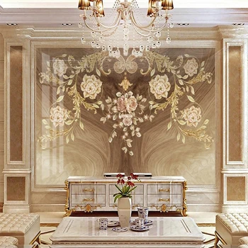 Euroopa Luksus Kodu Decor Custom, 3D Photo Seinamaaling Retro Kuld Lilled Wallpaper for Magamistuba, elutuba TV Diivan Taust Seina 1