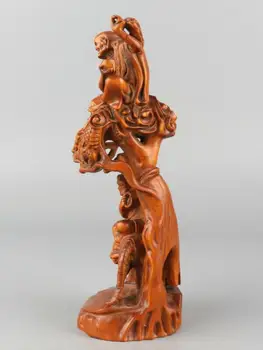 Hiina Peen Käsitsi nikerdatud Luohan Dragon tiger Nikerdamist Pukspuu kuju 1