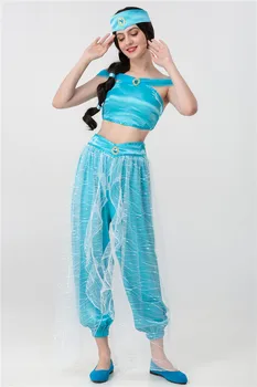 India Tantsu Kostüüm Tulemuslikkuse Kleit Naine Kõhutants Kleit Suvel Täiskasvanud Tüdruk Printsess Jasmine Cos Kleit Komplekt 2