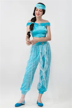 India Tantsu Kostüüm Tulemuslikkuse Kleit Naine Kõhutants Kleit Suvel Täiskasvanud Tüdruk Printsess Jasmine Cos Kleit Komplekt 3