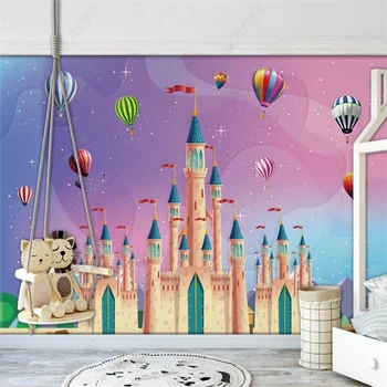 Kohandatud Taustpildi Ins Lossi Hot Air Balloon Laste Ruumi Seinamaaling Home Decor 3D Seina Paber Kids Room isekleepuvad Tapeet