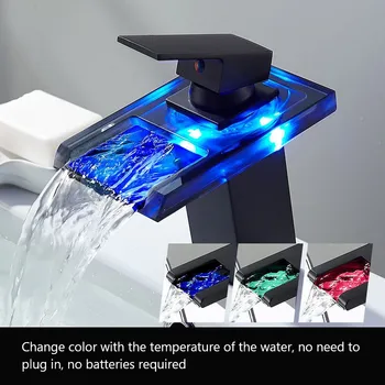 LED Valgustusega Valamu Kraan Juga Vee Temperatuur Kontrolli Värvi luksuslik vannituba segistid vee koputage nuppu