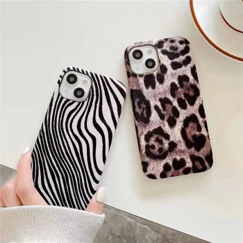 Leopard Printida Zebra Loomade Naha Tekstuuri Naine Soft Case For Iphone 11 12 13 Pro Max 7 8 Plus Xr X Xs Se Pu Nahast Kate Fundas
