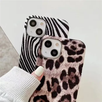 Leopard Printida Zebra Loomade Naha Tekstuuri Naine Soft Case For Iphone 11 12 13 Pro Max 7 8 Plus Xr X Xs Se Pu Nahast Kate Fundas 1