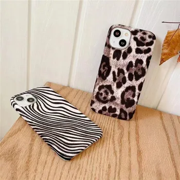 Leopard Printida Zebra Loomade Naha Tekstuuri Naine Soft Case For Iphone 11 12 13 Pro Max 7 8 Plus Xr X Xs Se Pu Nahast Kate Fundas 2