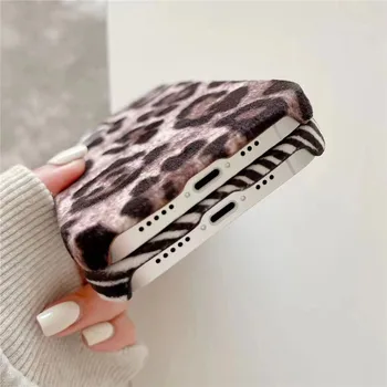 Leopard Printida Zebra Loomade Naha Tekstuuri Naine Soft Case For Iphone 11 12 13 Pro Max 7 8 Plus Xr X Xs Se Pu Nahast Kate Fundas 4
