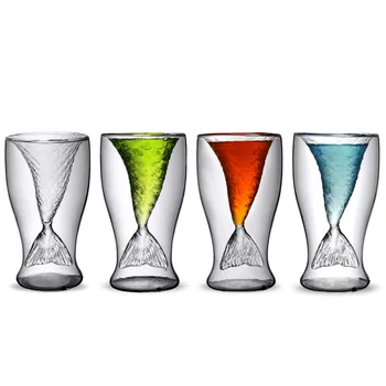 Merineitsi Loominguline Klaas Vodka Cup double baar, veini, õlle kokteili klaas kingitused roheline plii-vaba kala saba 70ml