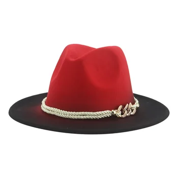 Mütsid Naistele Fedoras Segast Gradient Värvi Luksus Mood Felted Accessorias Bänd Talvine Naiste Müts Chapeau Femme Kapott