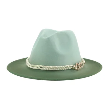 Mütsid Naistele Fedoras Segast Gradient Värvi Luksus Mood Felted Accessorias Bänd Talvine Naiste Müts Chapeau Femme Kapott 1