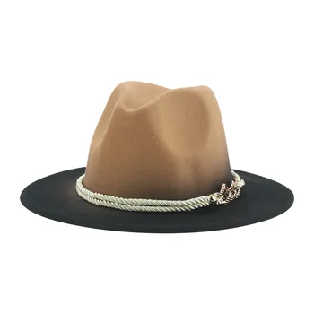 Mütsid Naistele Fedoras Segast Gradient Värvi Luksus Mood Felted Accessorias Bänd Talvine Naiste Müts Chapeau Femme Kapott 2