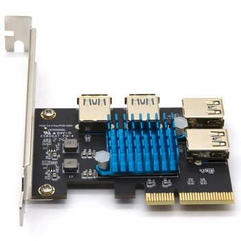 PCIE 1 kuni 4 Extender PCI-E PCI-E Adapter 1 Pööra 4 PCI-Express Pesa 4X 1X USB 3.0 Ärkaja Kordaja Kaardi Converter