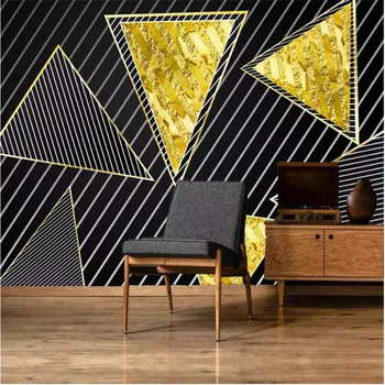 Põhjamaade Kaasaegne Luksus Kodu Decor Seina Paber 3D Kuldne Geomeetriline Must Taust Pannoo jaoks Taustapildi elutuba, Magamistuba Seinad 3D