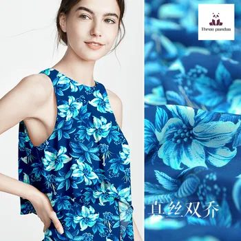 Sinine mulberry silk topelt joe riidest lapiga meetri 16mm matt riietus kleit särk riie