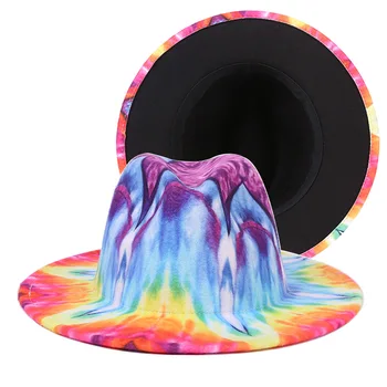 Tie-värvitud Trükitud Värviline fedora müts maastiku uus värv staadiumis täitmiseks jazz müts väljas pool mood hulgimüük