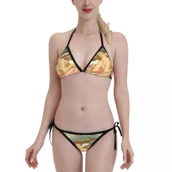 Uued Sexy Bikini Komplekti Alphonse Mucha Tants Ujumistrikood Vintage naised Naised Push Up Bather Ujumine Ülikond Suvel Rannas Kanda XXL